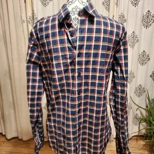 Express 1MX Navy and Red Checkered Shirt